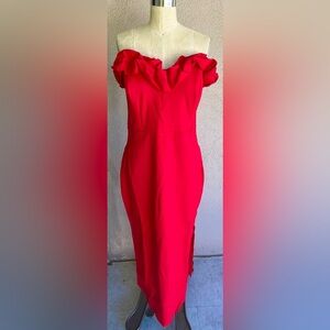 Fashion Nova Vibrant Red Ruffle Maxi Dress